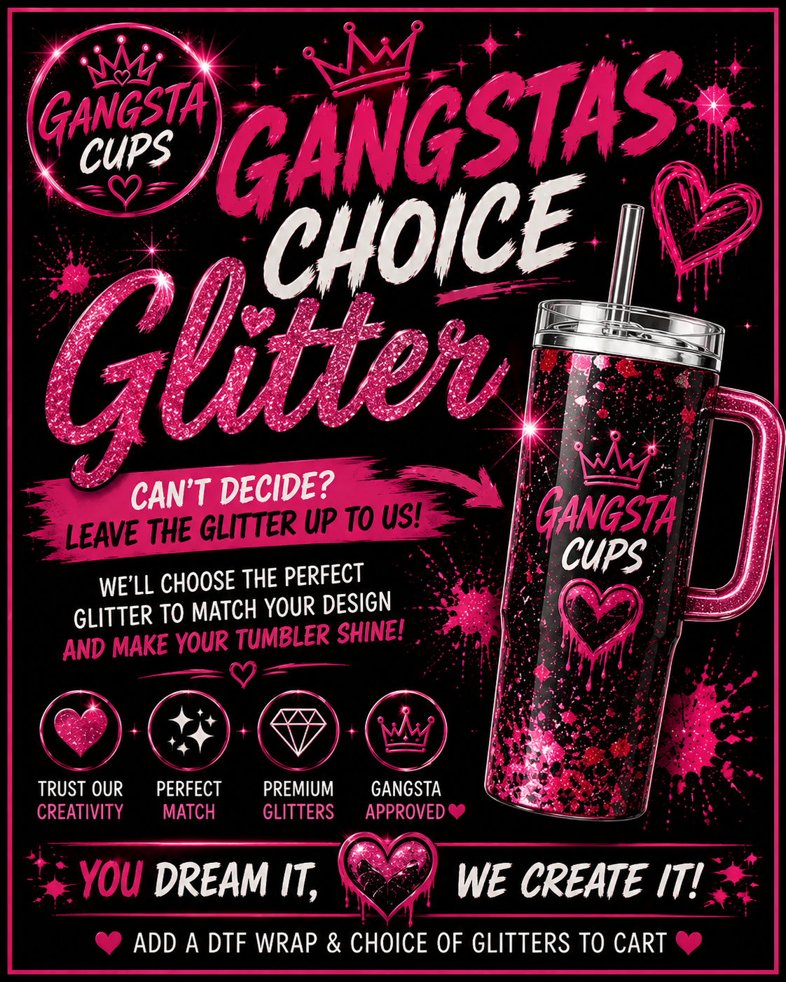 🩷🖤 Gangsta's Choice Glitter
